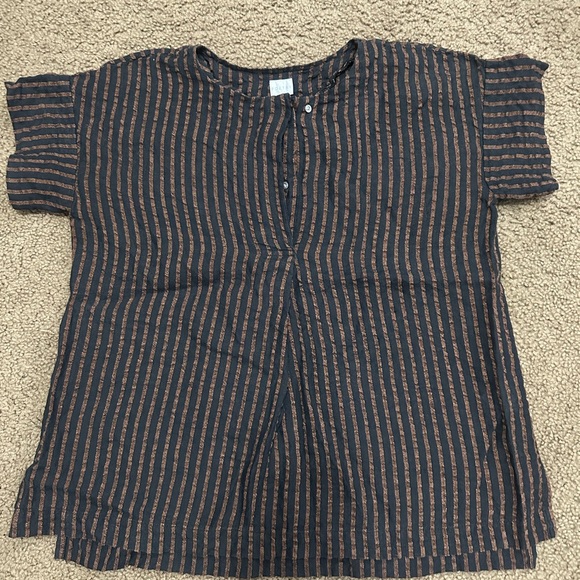 Poetry Button Down Shirt - Black and Brown Stripes - Picture 1 of 8